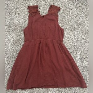 Cleo + Wolf Women's Birdy Open Back Mini Dress V Neck Sleeveless Crochet Large